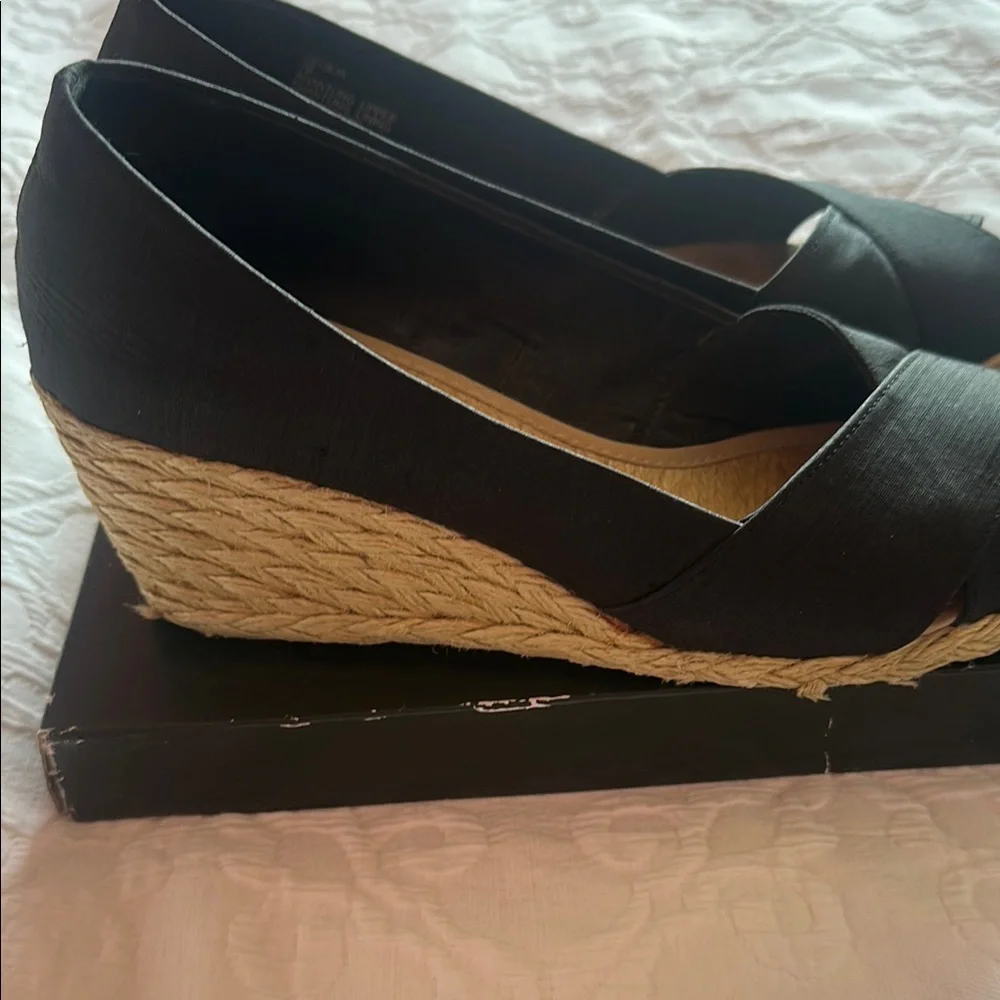 Lauren Ralph Lauren Black Espadrille Wedge Sandals